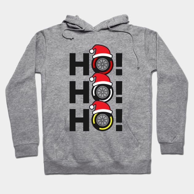 Ho! Ho! Ho! F1 Tyre Compound Christmas Hat Design Hoodie by DavidSpeedDesign